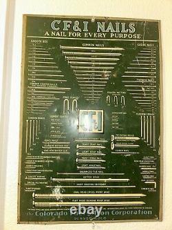 CF&I Nails Colorado Fuel & Iron Corporation Metal Sign Antique From Old Hardware