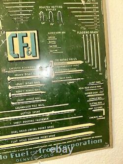 CF&I Nails Colorado Fuel & Iron Corporation Metal Sign Antique From Old Hardware