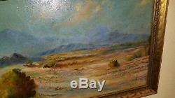CLEARANCE! Antique Early California Desert Plein Air Landscape Old Oil Painting