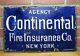 Continental Fire Insurance Ny Antique Porcelain Sign Patent Enamel Co W Broadway