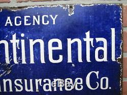 CONTINENTAL FIRE INSURANCE NY Antique Porcelain Sign Patent Enamel Co W Broadway
