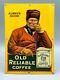 C 1910 Old Reliable Coffee Advertising Tin Litho Sign Originl Antique Pipe Small