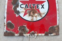 Caltex Diesel Engine Motor Oil Ad 1930's Antique Old Rare Porcelain Enamel Sign