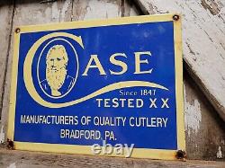 Case XX Vintage Porcelain Sign Old Cutlery Knife Hunting Blade Sales Dealer 12
