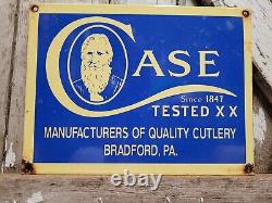 Case XX Vintage Porcelain Sign Old Cutlery Knife Hunting Blade Sales Dealer 12