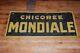 Chicoree Mondiale Embossed Antique Sign Tin Tacker Advertising Store Display Old
