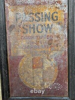 Collectible Antique Old Passing Show Adv. Lithograph Tin Metal Sign Board Framed