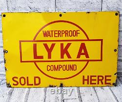 Collectible LYKA Vintage Porcelain Enamel Original Sign Board Antique Old Sign