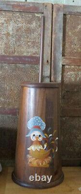 Complete Old Primitive Wood Wooden Butter Churn w Funky Country Farm Chicken