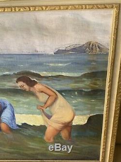 Corneilia Foley Hawaii Seascape Painting Rare Old Hawaiian Painting Limu Picker