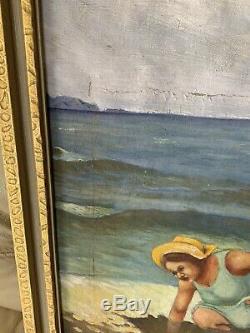 Corneilia Foley Hawaii Seascape Painting Rare Old Hawaiian Painting Limu Picker