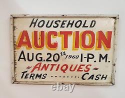 Country Auction Sign - see item discription TRADE SIGN 1900's vtg old paint
