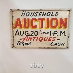 Country Auction Sign - see item discription TRADE SIGN 1900's vtg old paint
