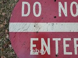 DO NOT ENTER old paint SIGN vtg automobile CAR SHOW primitive TRAFFIC 30 WOODEN