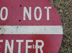 DO NOT ENTER old paint SIGN vtg automobile CAR SHOW primitive TRAFFIC 30 WOODEN