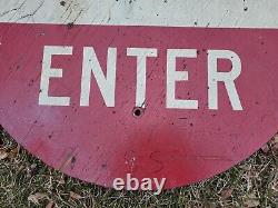 DO NOT ENTER old paint SIGN vtg automobile CAR SHOW primitive TRAFFIC 30 WOODEN