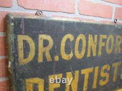 DR CONFORTO DENTISTS Antique Wooden Smatlz Double Sided Ad Sign GEO DEHLER