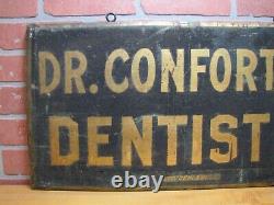 DR CONFORTO DENTISTS Antique Wooden Smatlz Double Sided Ad Sign GEO DEHLER