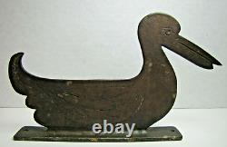 DUCK Antique Folk Art Iron Boot Scraper Figural Bird Statue Old Paint Ornate