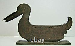 DUCK Antique Folk Art Iron Boot Scraper Figural Bird Statue Old Paint Ornate
