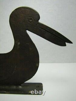 DUCK Antique Folk Art Iron Boot Scraper Figural Bird Statue Old Paint Ornate