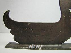 DUCK Antique Folk Art Iron Boot Scraper Figural Bird Statue Old Paint Ornate