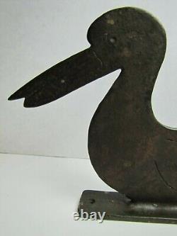 DUCK Antique Folk Art Iron Boot Scraper Figural Bird Statue Old Paint Ornate