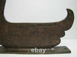 DUCK Antique Folk Art Iron Boot Scraper Figural Bird Statue Old Paint Ornate