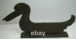 DUCK Antique Folk Art Iron Boot Scraper Figural Bird Statue Old Paint Ornate