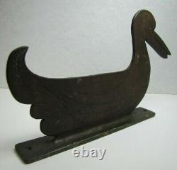 DUCK Antique Folk Art Iron Boot Scraper Figural Bird Statue Old Paint Ornate