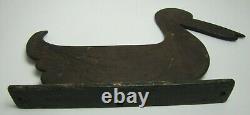 DUCK Antique Folk Art Iron Boot Scraper Figural Bird Statue Old Paint Ornate