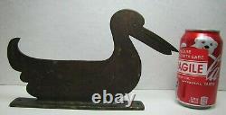 DUCK Antique Folk Art Iron Boot Scraper Figural Bird Statue Old Paint Ornate