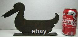 DUCK Antique Folk Art Iron Boot Scraper Figural Bird Statue Old Paint Ornate
