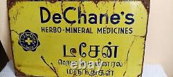 DeChane's Herbo Medicines Antique Vintage Ad Tin Enamel Porcelain Sign Board Old