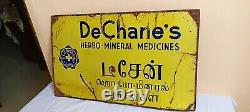 DeChane's Herbo Medicines Antique Vintage Ad Tin Enamel Porcelain Sign Board Old