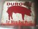 Durocs Pig Pork Farm Sign Hog Cast Iron Barn Meat Oiler Feed Old Vintage Antique