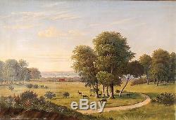 Dyrehaven old oil on canvas, antique painting Carl A. Saabye 1807-1878 Jägersborg