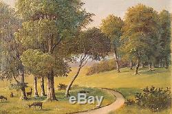 Dyrehaven old oil on canvas, antique painting Carl A. Saabye 1807-1878 Jägersborg