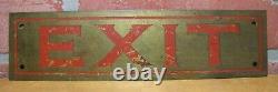 EXIT Antique Brass Sign Impressed Detailed Lettering Store Shop Diner Ad