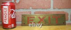 EXIT Antique Brass Sign Impressed Detailed Lettering Store Shop Diner Ad