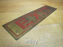 EXIT Antique Brass Sign Impressed Detailed Lettering Store Shop Diner Ad