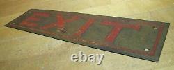 EXIT Antique Brass Sign Impressed Detailed Lettering Store Shop Diner Ad