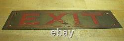 EXIT Antique Brass Sign Impressed Detailed Lettering Store Shop Diner Ad