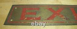 EXIT Antique Brass Sign Impressed Detailed Lettering Store Shop Diner Ad