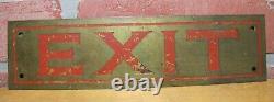 EXIT Antique Brass Sign Impressed Detailed Lettering Store Shop Diner Ad