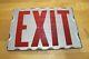 Exit Sign Antique Chip Scalloped Reverse On Glass Advertising Sign Tin Frame