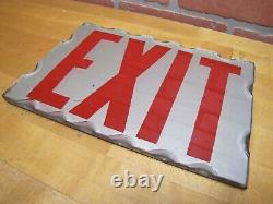 EXIT Sign Antique Chip Scalloped Reverse on Glass Advertising Sign Tin Frame
