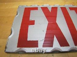 EXIT Sign Antique Chip Scalloped Reverse on Glass Advertising Sign Tin Frame