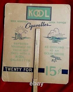 Early 1930s KOOL CIGARETTES Fan DISPLAY Sign ADVERTISING AD vtg Old Antique Rare