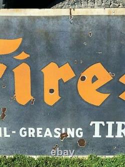 Early ORIGINAL Antique Vintage 6' FIRESTONE Tire Sign Car Truck OLD Gas Oil WOW